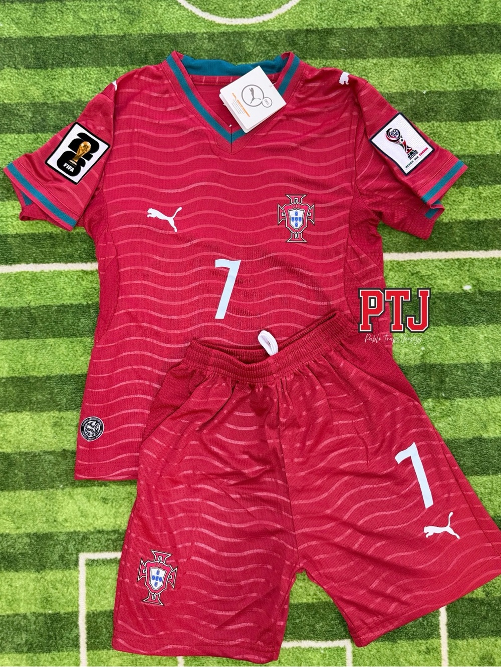 Portugal Home Kids Soccer Jersey Kit
